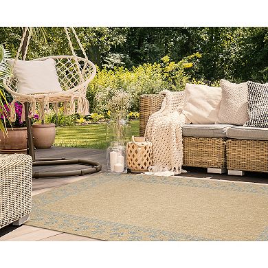 Liora Manne Sahara Block Print Border Indoor Outdoor Rug