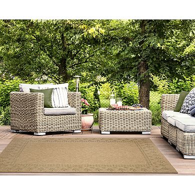 Liora Manne Sahara Block Print Border Indoor Outdoor Rug