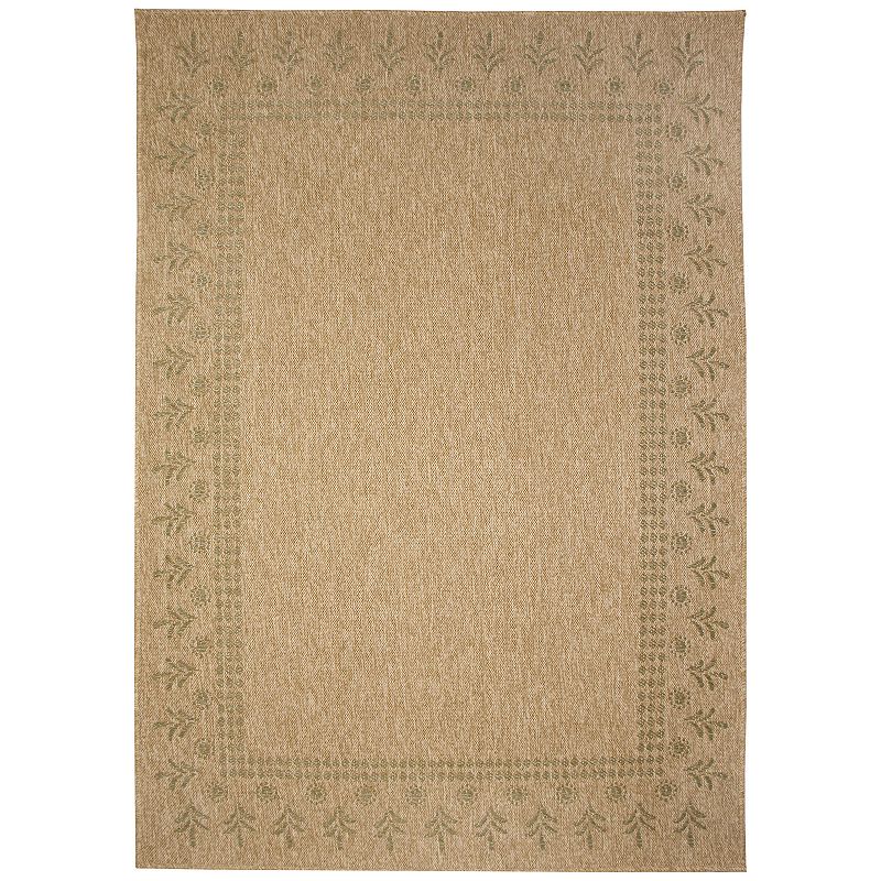 Liora Manne Sahara Block Print Border Indoor Outdoor Rug, Green, 8X10 Ft