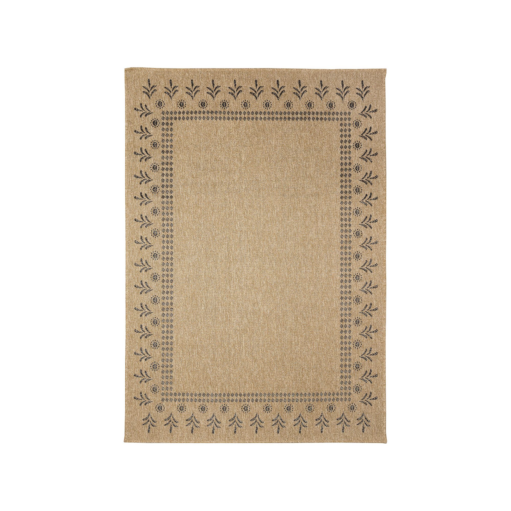 Liora Manne Sahara Block Print Border Indoor Outdoor Rug, Natural
