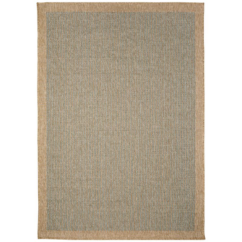 Liora Manne Sahara Texture Border Indoor Outdoor Rug, Blue, 8Ft Sq