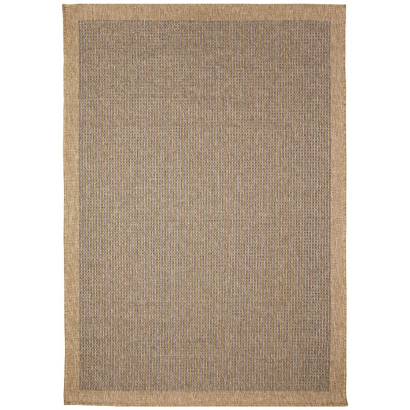 Liora Manne Sahara Texture Border Indoor Outdoor Rug, Blue, 8Ft Sq