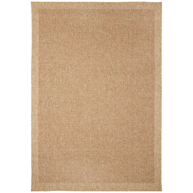 Liora Manne Sahara Texture Border Indoor Outdoor Rug, Orange, 8Ft Sq