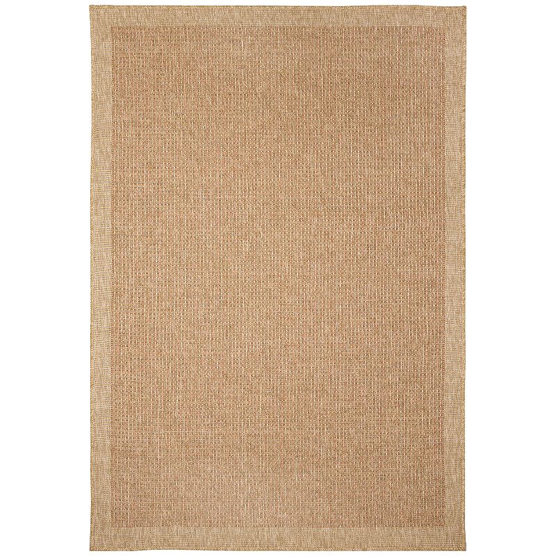 Liora Manne Sahara Texture Border Indoor Outdoor Rug, Orange, 6.5X9 Ft