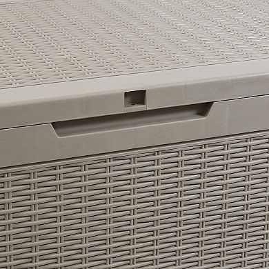 Sunnydaze 100 gal Faux Rattan Patio Storage Box with Handles - Phantom Gray