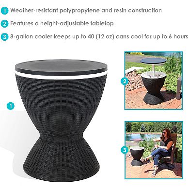 Sunnydaze 8 gal Faux Rattan Outdoor Patio Cooler Table - Phantom Gray