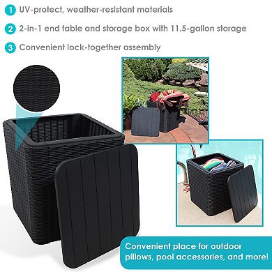 Sunnydaze 11.5 gal Faux Rattan Outdoor Storage Box