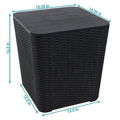 Sunnydaze 11.5 gal Faux Rattan Outdoor Storage Box