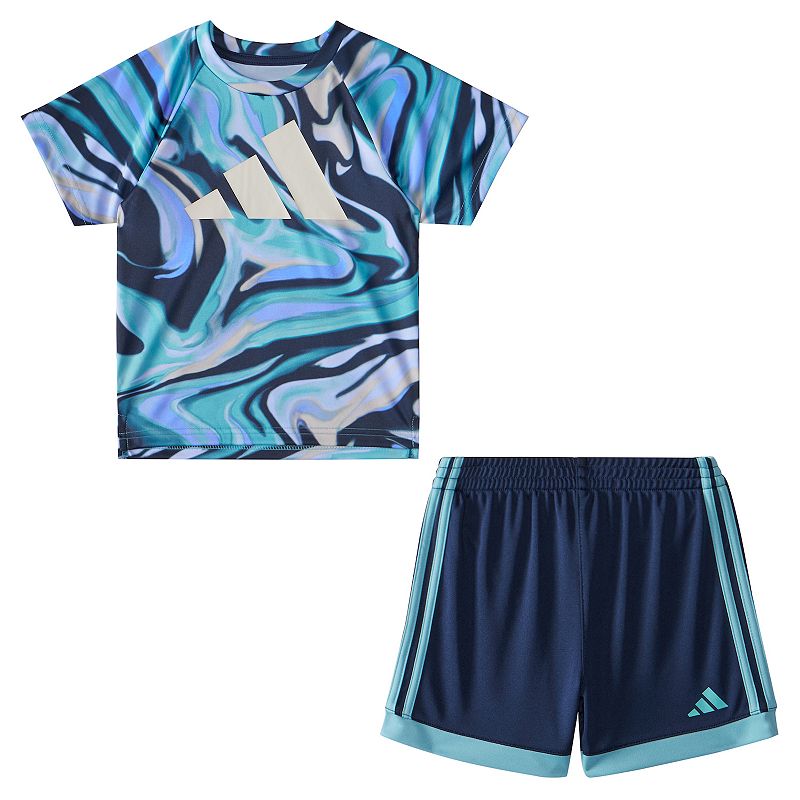 Boys 4-7 adidas Abstract Logo Top & Shorts Set, Boys, Size: 18 Months, Blu