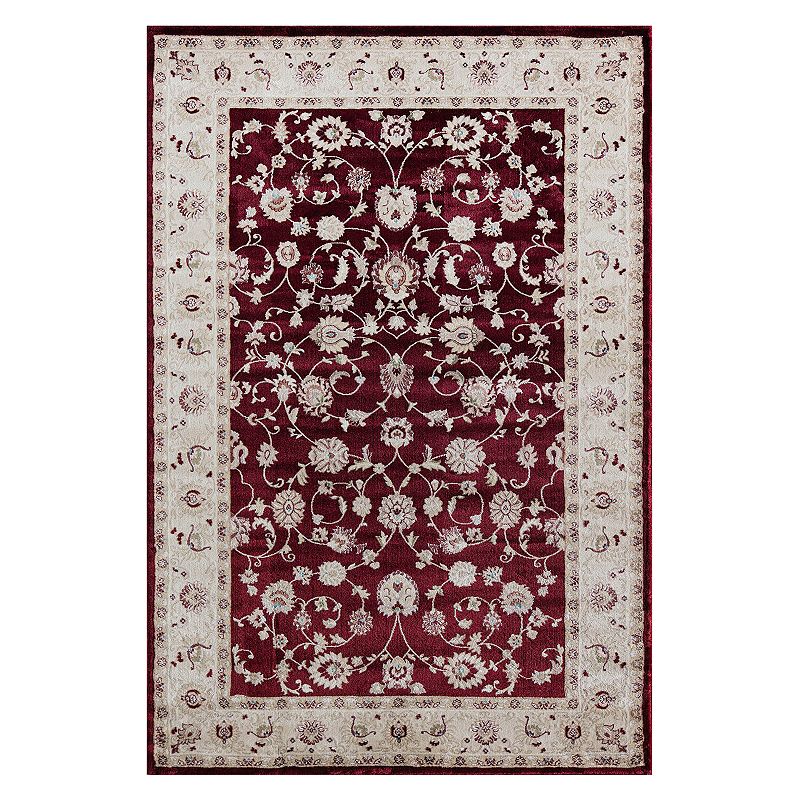 Rugs America Century Vintage Transitional Rug, Red, 5X8 Ft