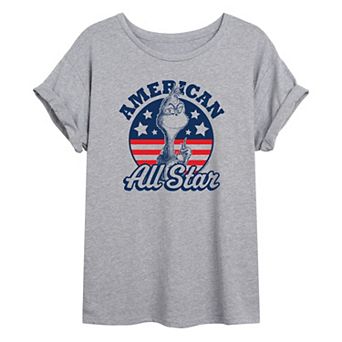 Juniors' Dr. Seuss Grinch USA Oversized Graphic Tee