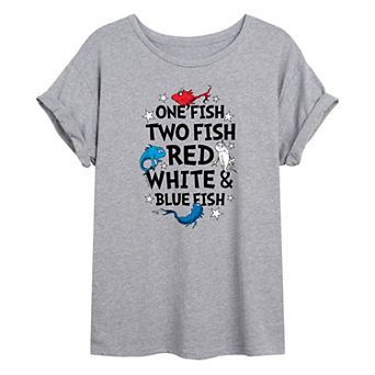 Juniors' Dr. Seuss USA Fish Oversized Tee
