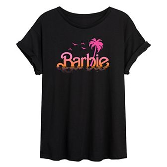 Juniors' Barbie Logo In Water Oversized Tee