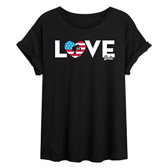 Juniors' Barbie Americana Love Oversized Tee