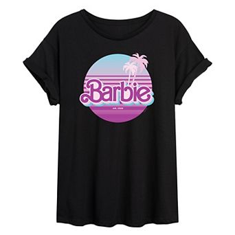 Juniors' Barbie Retro Sunset Oversized Tee