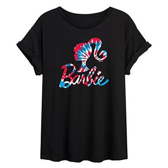 Juniors' Barbie Tie Dye Logo Oversized Tee