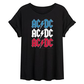 Juniors' ACDC Americana USA Oversized Graphic Tee