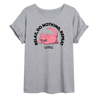 Juniors' Pokémon "Relax, Do Nothing" Oversized Graphic Tee