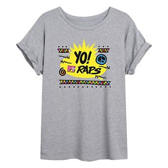 Juniors' MTV "Yo MTV Raps" Crazy 80's Oversized Graphic Tee