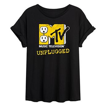 Juniors' MTV Logo "Unplugged" Oversized Graphic Tee