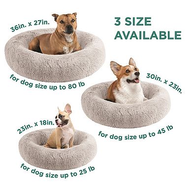 Madison Park Serena Plush Faux Fur & Memory Foam Base Oval Pet Bed