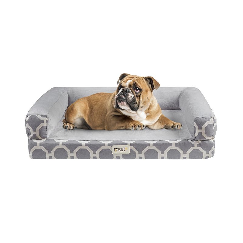 Friends Forever Harper Modern & Luxurious Couch Pet Bed, Grey, Small