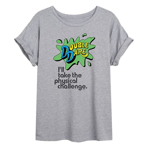 Juniors' Double Dare Oversized Graphic Tee