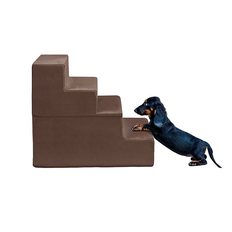Friends Forever Milo 4-Step Pet Stairs with Removable Cover, Brown