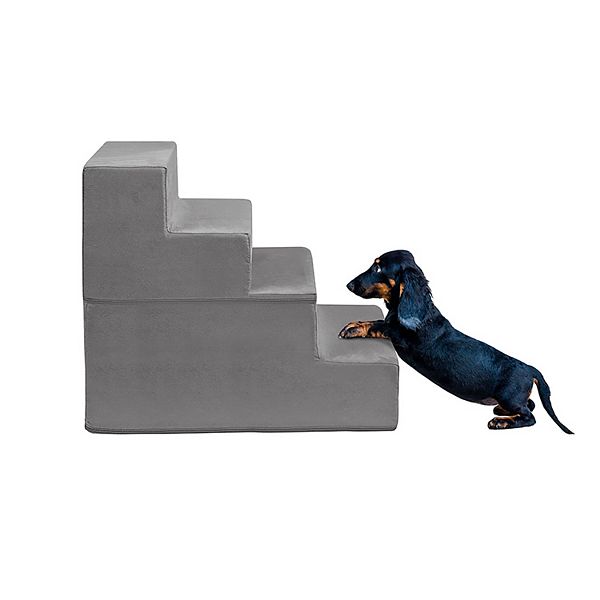 Friends Forever Milo 4-Step Pet Stairs with Removable Cover - Gray