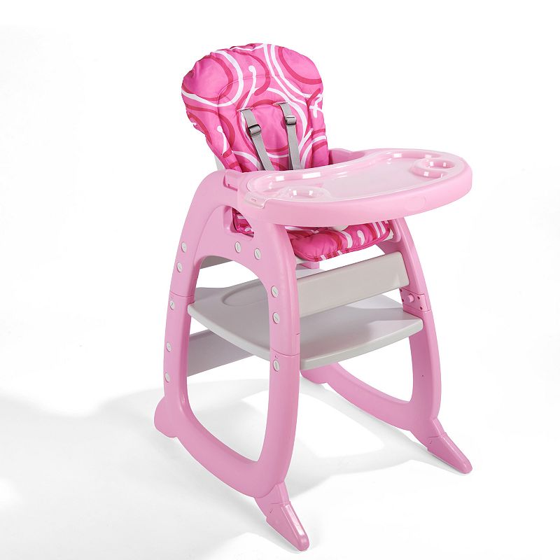 Badger Basket Envee II Baby High Chair with Playtable Conversion, Pink