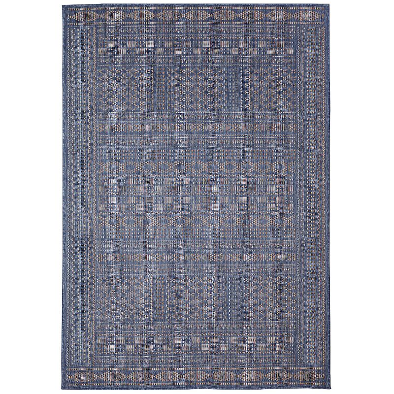 Liora Manne Avena Panel Stripe Indoor Outdoor Rug, Blue, 6.5X9 Ft