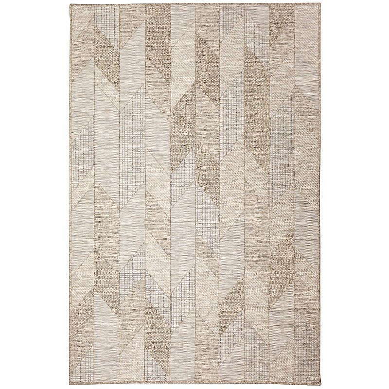 Liora Manne Orly Angles Indoor Outdoor Rug, Beig/Green, 8X10 Ft