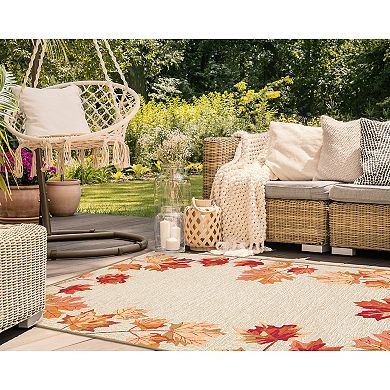 Liora Manne Ravella Falling Leaves Border Indoor Outdoor Rug