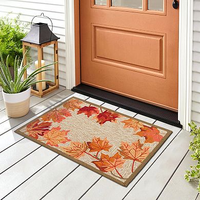 Liora Manne Ravella Falling Leaves Border Indoor Outdoor Rug