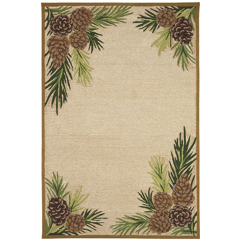 Liora Manne Ravella Forest Border Indoor Outdoor Rug, Beig/Green, 8X11.5 Ft