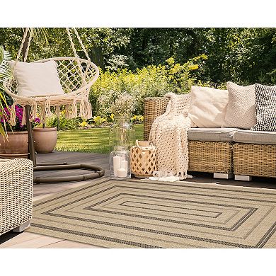 Liora Manne Sahara Multi Border Indoor Outdoor Rug