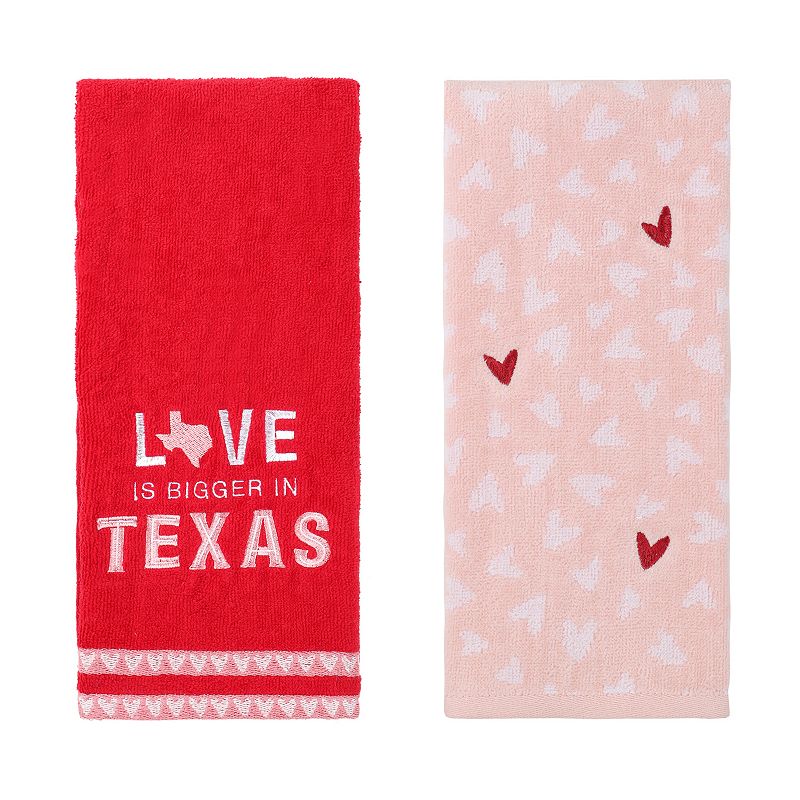 Celebrate Together Valentines Day Texas 2-pack Hand Towel Set, Red