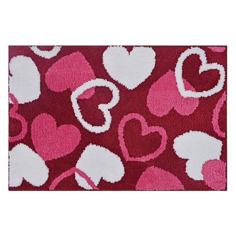 Celebrate Together Valentines Day Heart Toss Bath Rug, Red