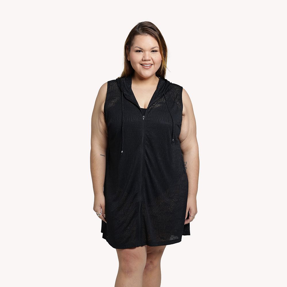 Tropez Sleeveless Zip-Front Hoodie Cover-Up
