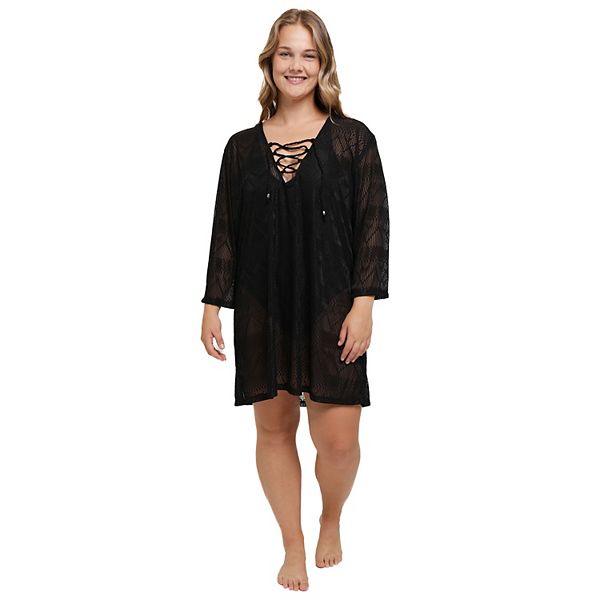 Plus Size Portocruz Lace Up Swim CoverUp Tunic