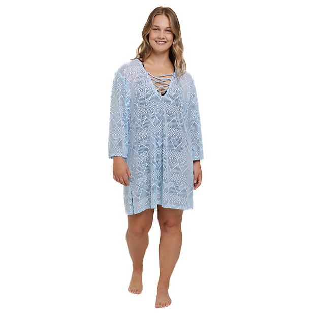 Plus Size Portocruz Lace Up Swim Cover-Up Tunic