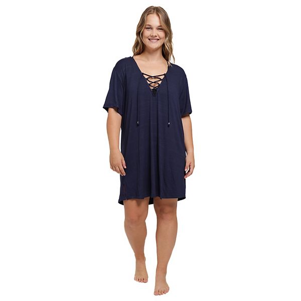 Plus Size Portocruz Lace Up Swim CoverUp Tunic