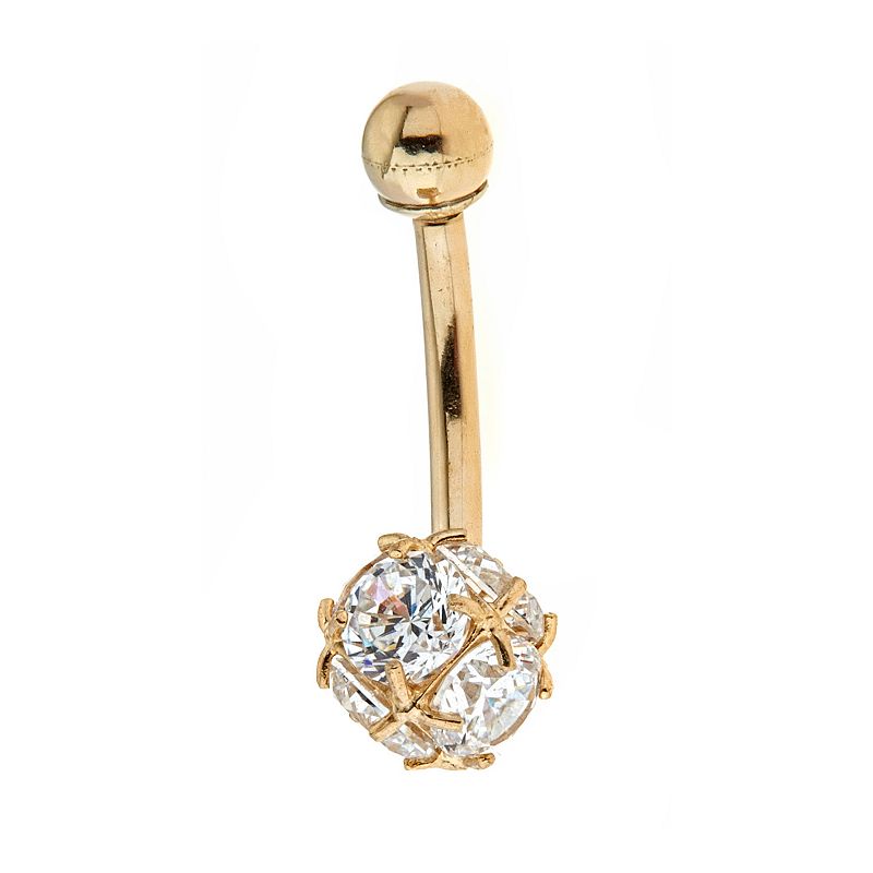 Amella Jewels 14k Gold Cubic Zirconia Belly Ring, Womens, Yellow