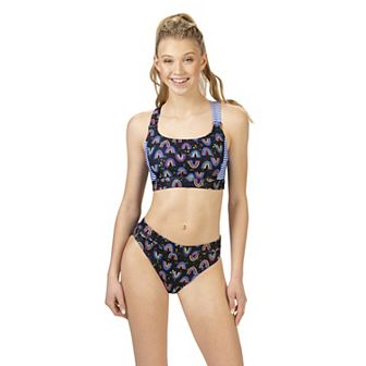 Women's Dolfin Uglies Print Asymmetrical Work Out 2 pc Swim Set