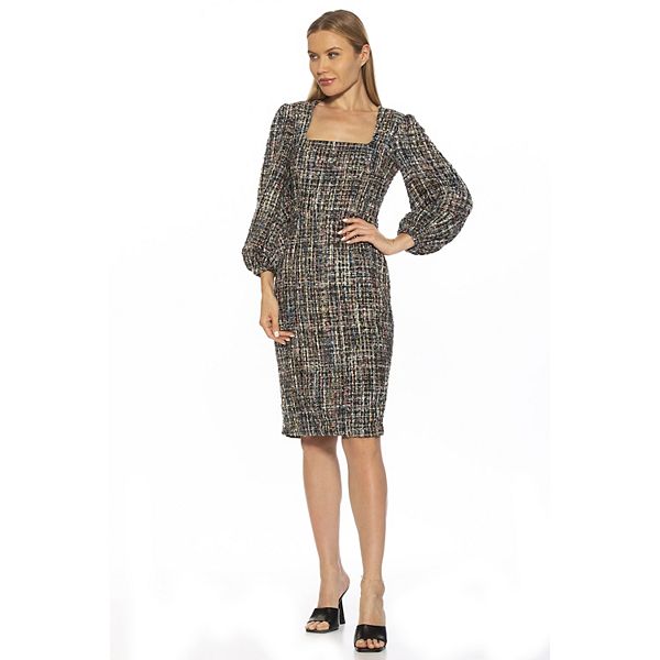 Women's ALEXIA ADMOR Van Squareneck Bubble Sleeve Sheath Dress