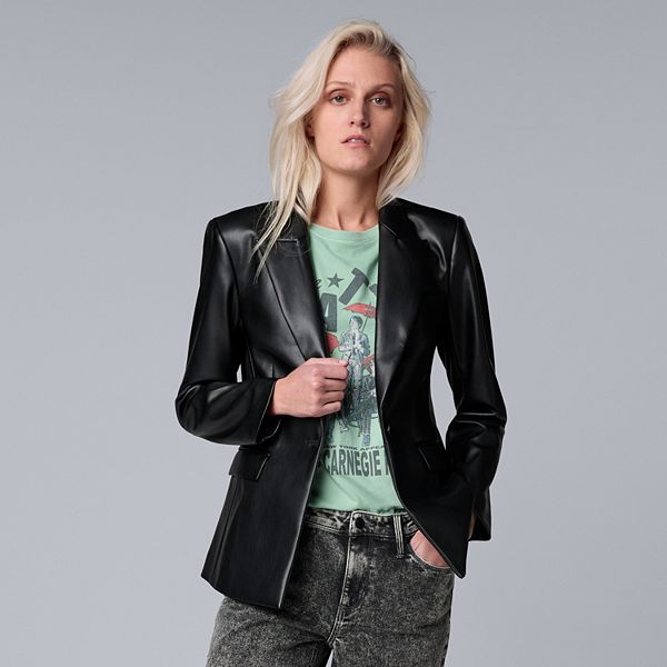 Women's Simply Vera Vera Wang Faux-Leather Blazer