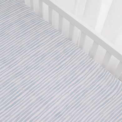 Living Textiles Blue Stripe Cotton Jersey Fitted Sheet