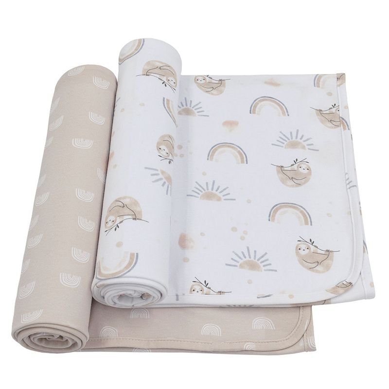 Living Textiles 2-Pack Rainbow Sloth Jersey Swaddles, Brown