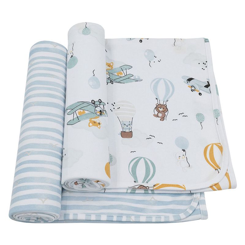 Living Textiles 2-Pack Up and Up Away Jersey Swaddles, Blue