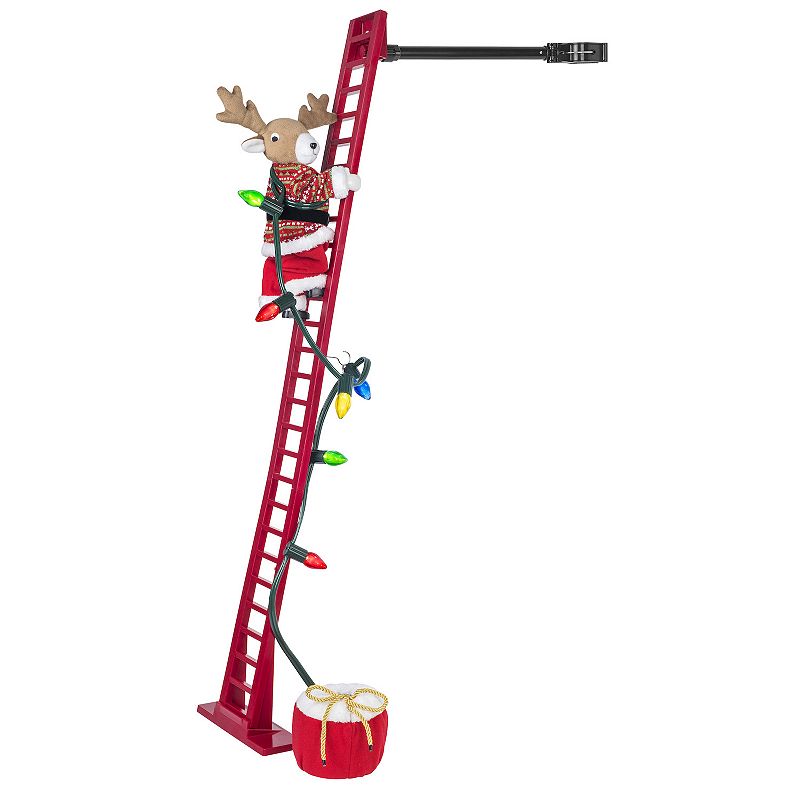 Mr Christmas Plush Super Climbing Reindeer Christmas Floor Decor, Red